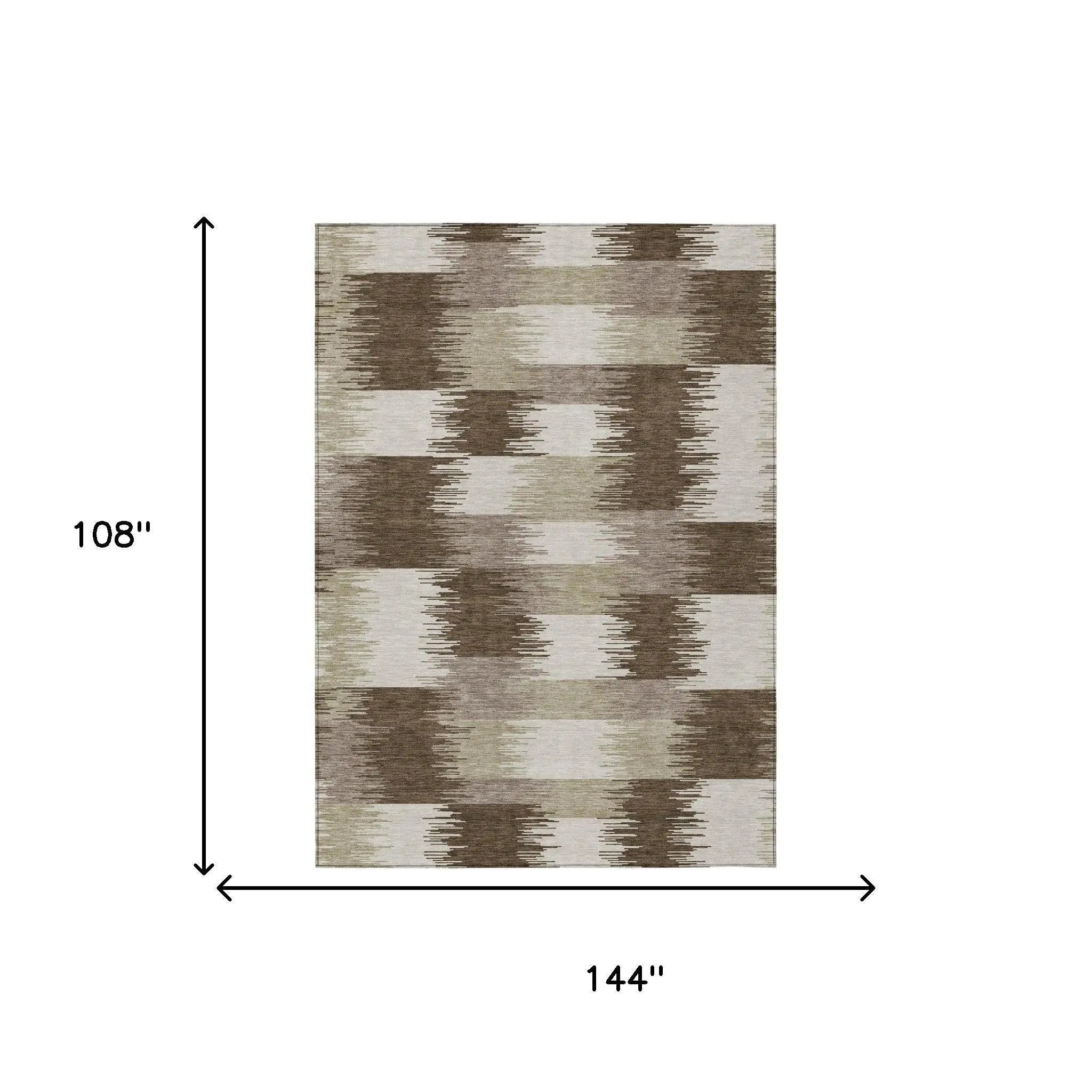 9' X 12' Chocolate And Brown Geometric Washable Indoor Outdoor Area Rug Homeroots Outdoor