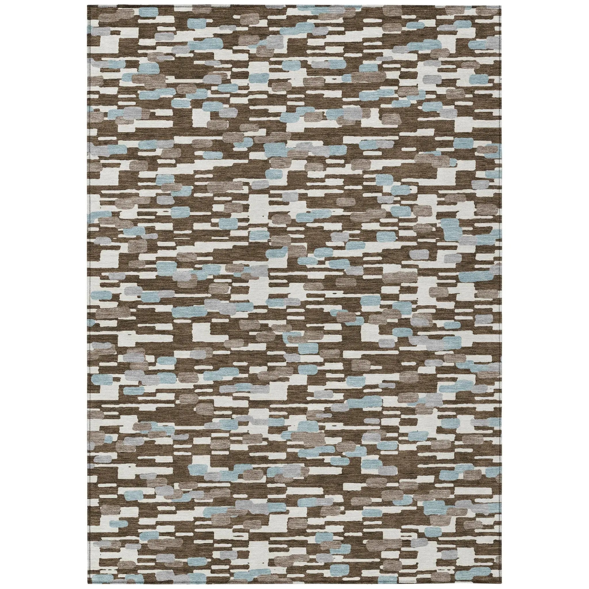 9' X 12' Chocolate And Brown Geometric Washable Indoor Outdoor Area Rug Homeroots Outdoor