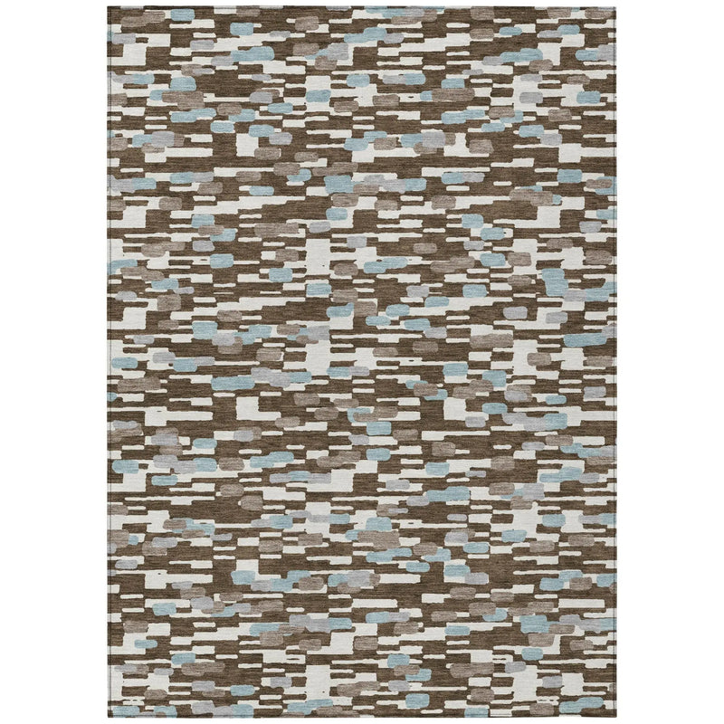 9' X 12' Chocolate And Brown Geometric Washable Indoor Outdoor Area Rug Homeroots Outdoor