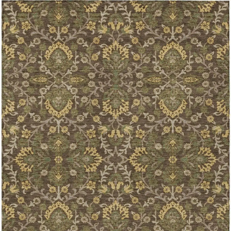 9' X 12' Chocolate And Brown Geometric Washable Indoor Outdoor Area Rug Homeroots Outdoor