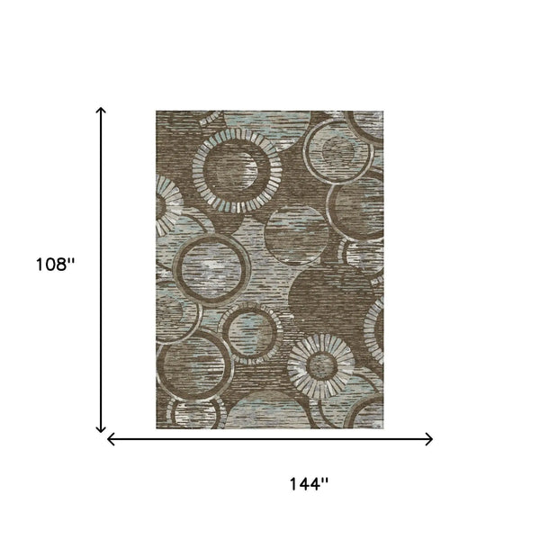 9' X 12' Chocolate And Brown Geometric Washable Indoor Outdoor Area Rug Homeroots Outdoor