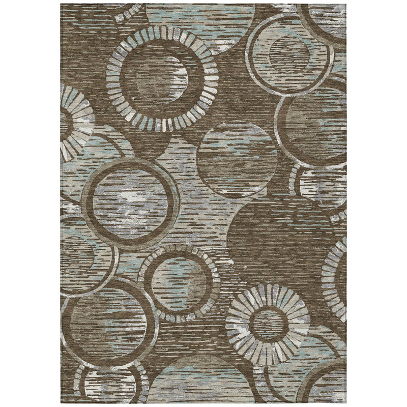 9' X 12' Chocolate And Brown Geometric Washable Indoor Outdoor Area Rug Homeroots Outdoor