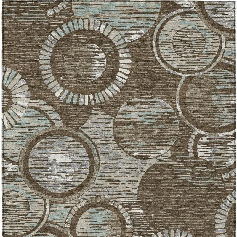 9' X 12' Chocolate And Brown Geometric Washable Indoor Outdoor Area Rug Homeroots Outdoor