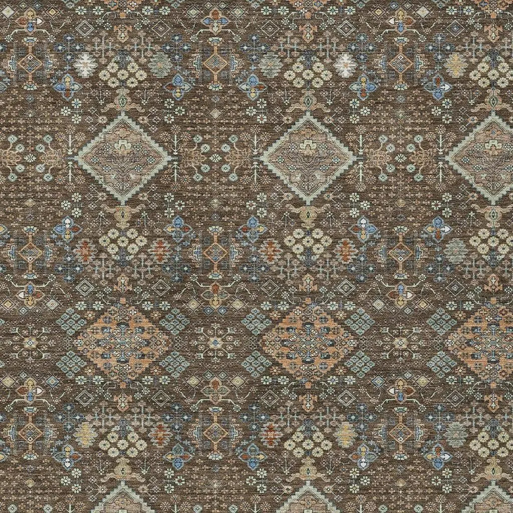9' X 12' Chocolate And Brown Geometric Washable Indoor Outdoor Area Rug Homeroots Outdoor