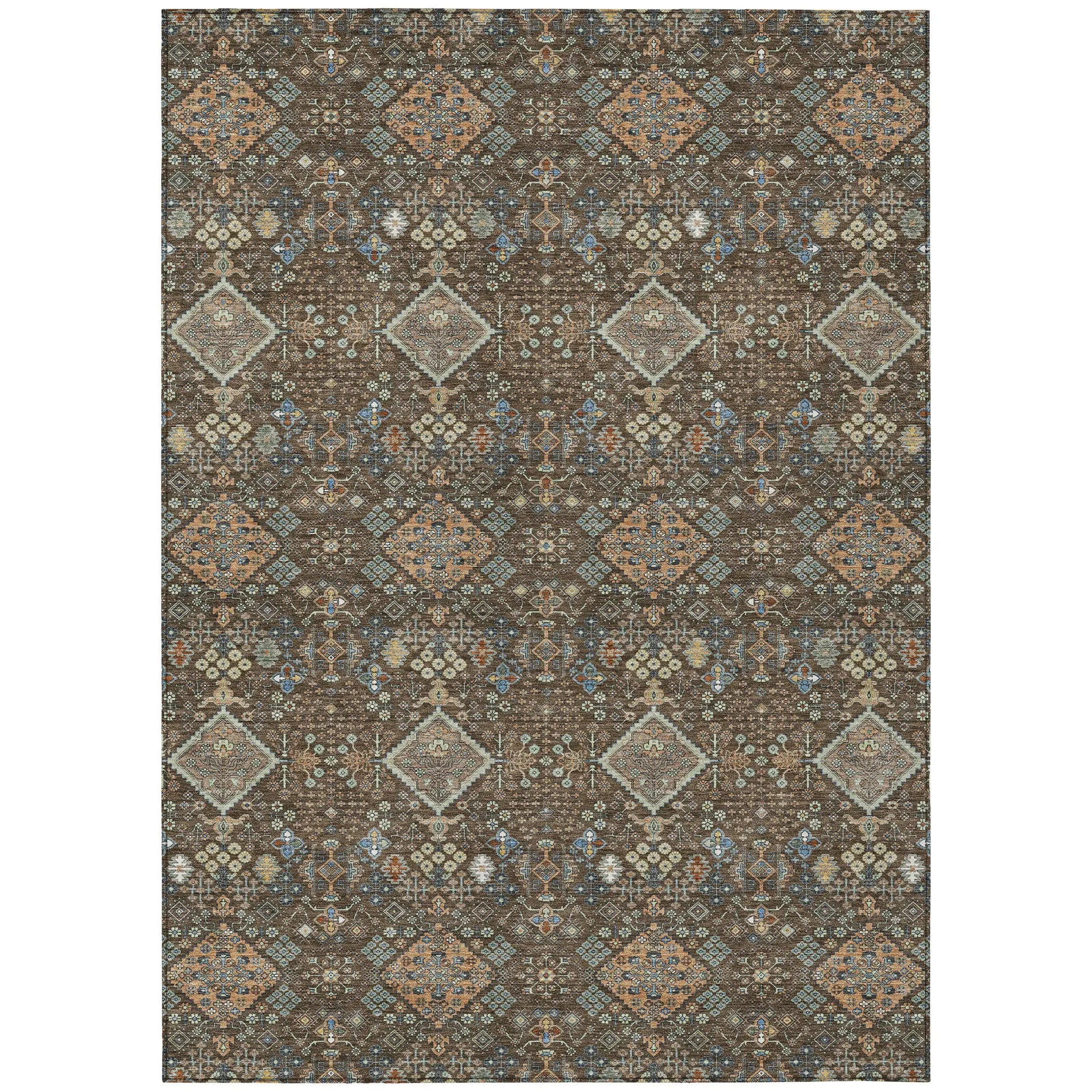 9' X 12' Chocolate And Brown Geometric Washable Indoor Outdoor Area Rug Homeroots Outdoor