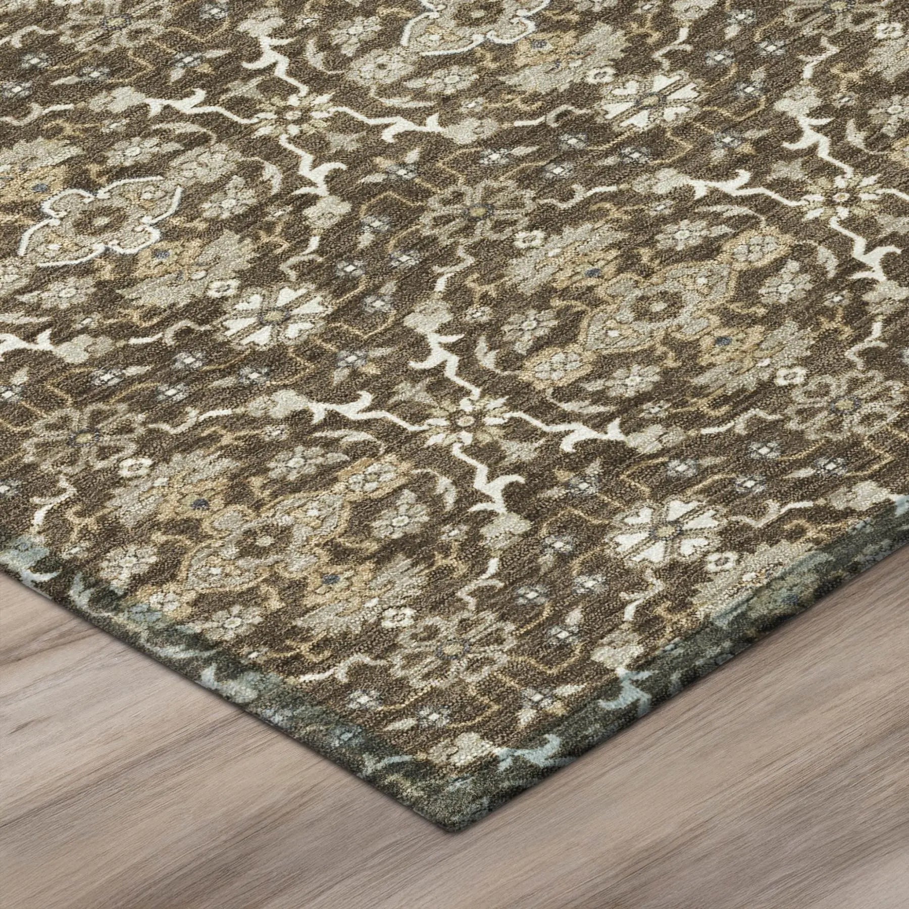 9' X 12' Chocolate And Brown Oriental Washable Indoor Outdoor Area Rug Homeroots Outdoor