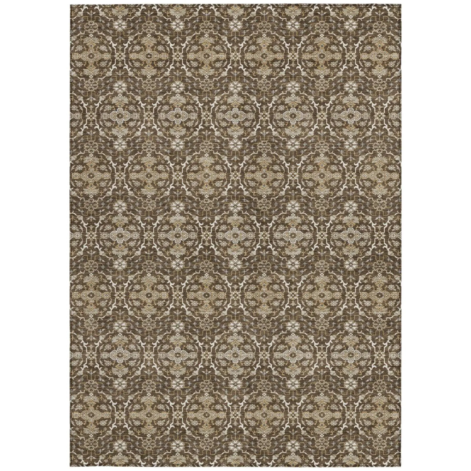 9' X 12' Chocolate And Brown Oriental Washable Indoor Outdoor Area Rug Homeroots Outdoor