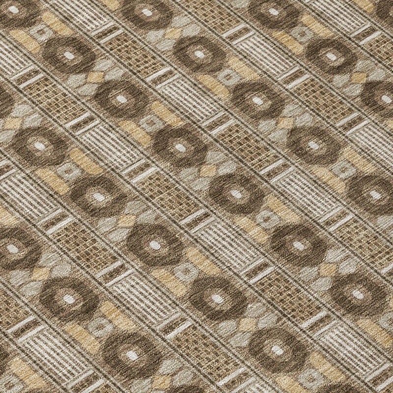 9' X 12' Chocolate And Brown Striped Washable Indoor Outdoor Area Rug Homeroots Outdoor