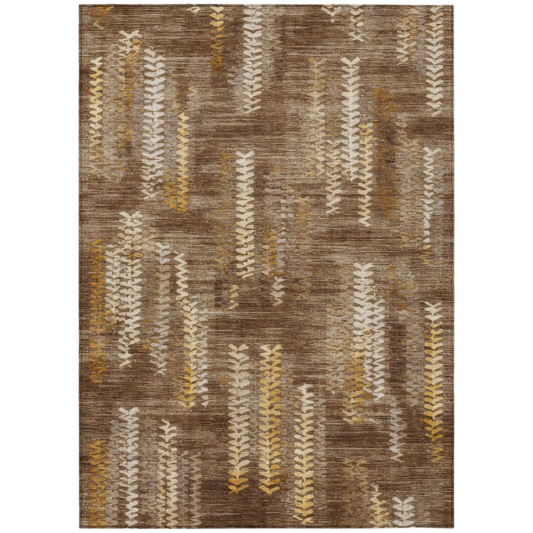 9' X 12' Chocolate And Brown Striped Washable Indoor Outdoor Area Rug Homeroots Outdoor