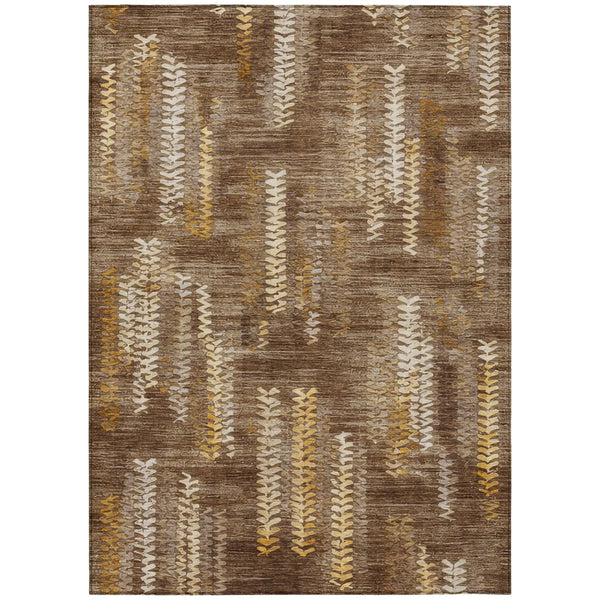 9' X 12' Chocolate And Brown Striped Washable Indoor Outdoor Area Rug Homeroots Outdoor