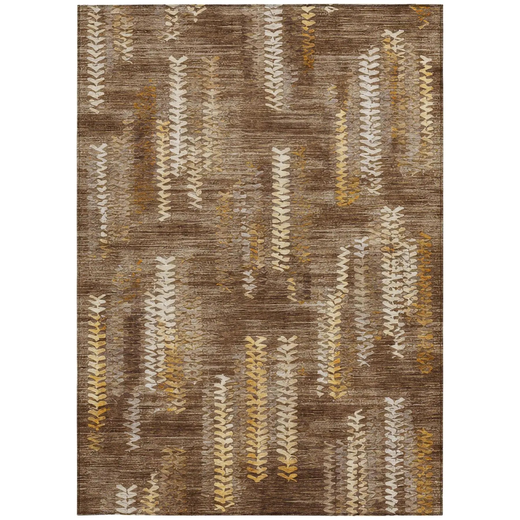9' X 12' Chocolate And Brown Striped Washable Indoor Outdoor Area Rug Homeroots Outdoor