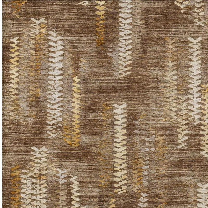9' X 12' Chocolate And Brown Striped Washable Indoor Outdoor Area Rug Homeroots Outdoor