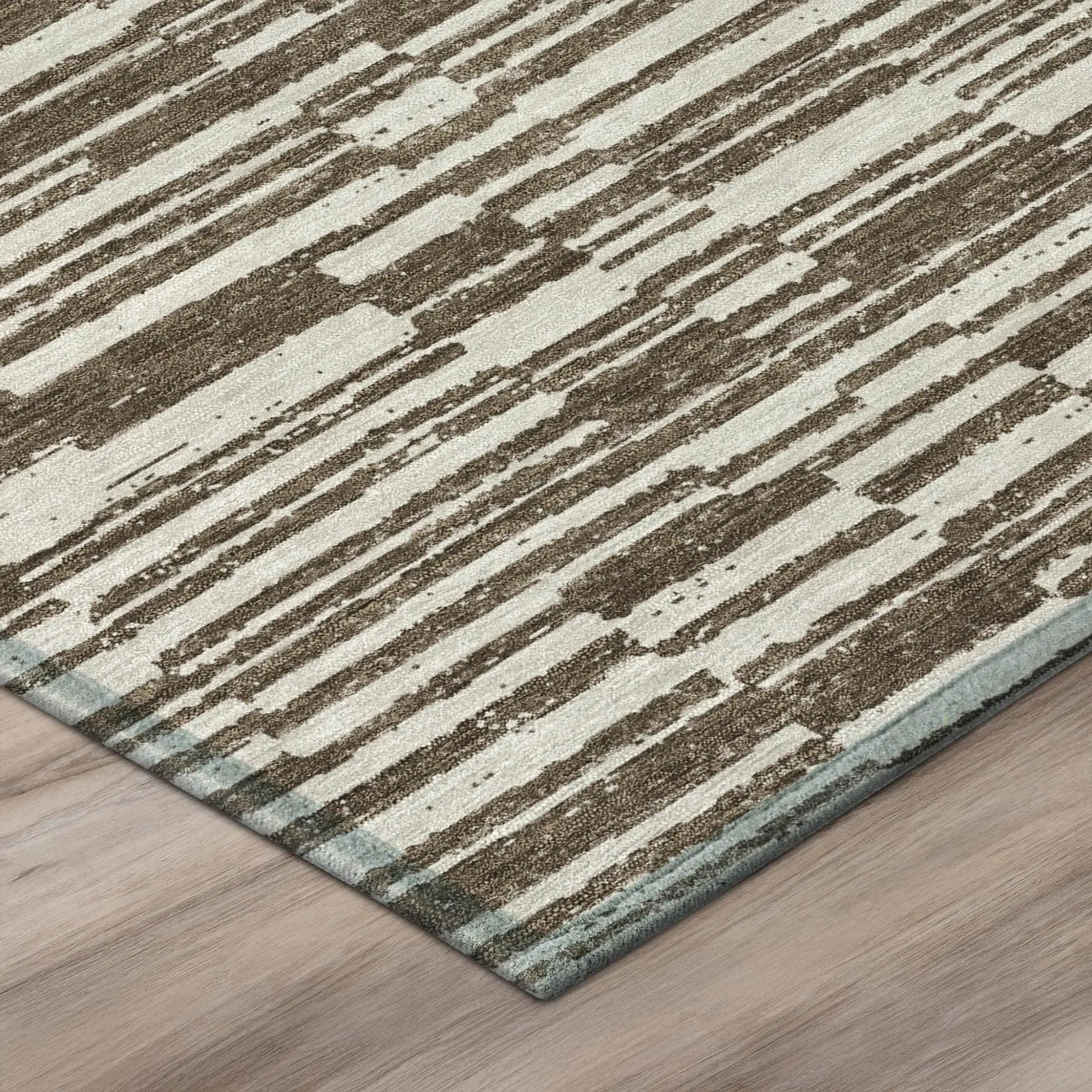 9' X 12' Chocolate And Brown Striped Washable Indoor Outdoor Area Rug Homeroots Outdoor