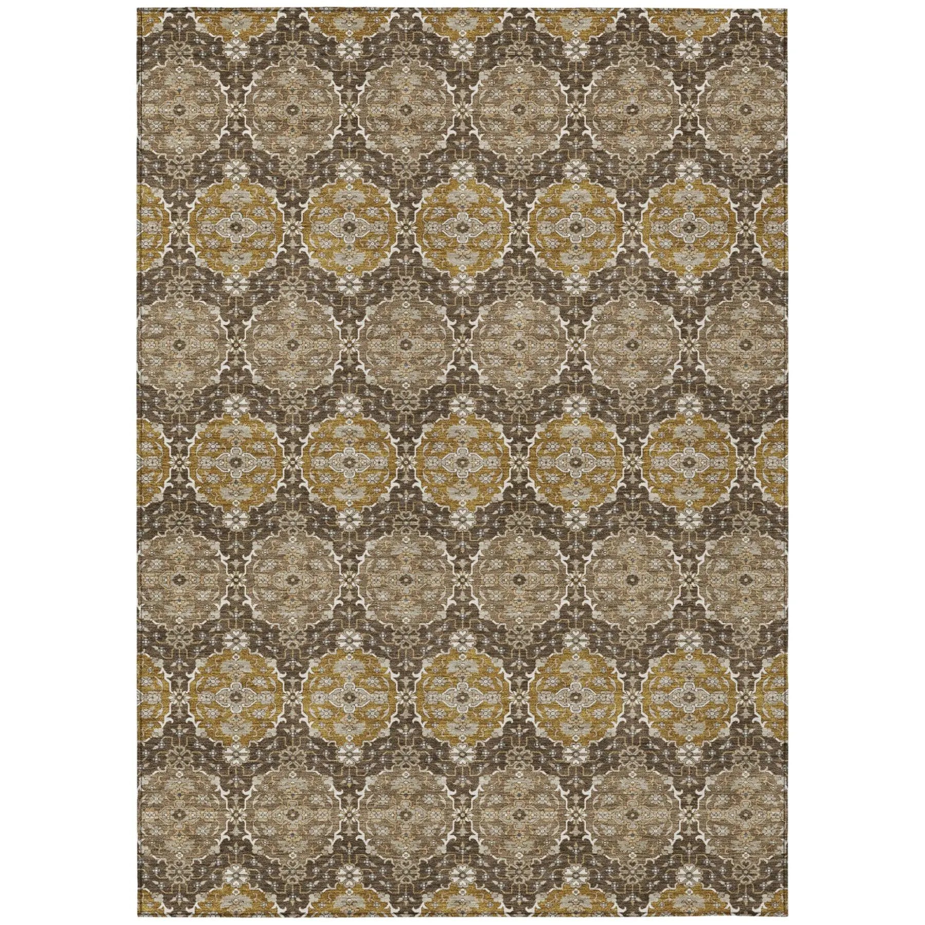 9' X 12' Chocolate And Brown Striped Washable Indoor Outdoor Area Rug Homeroots Outdoor