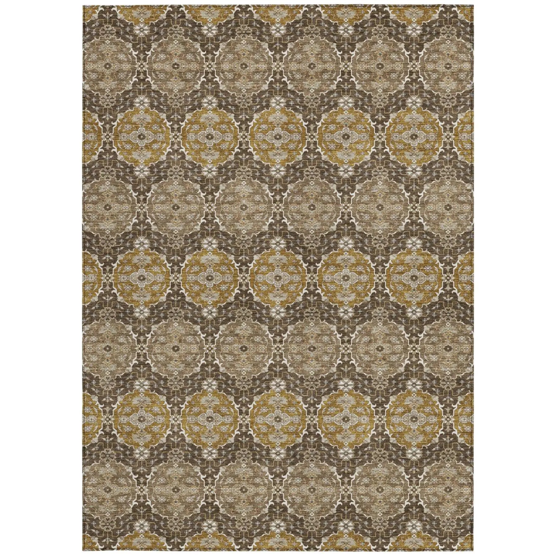 9' X 12' Chocolate And Brown Striped Washable Indoor Outdoor Area Rug Homeroots Outdoor