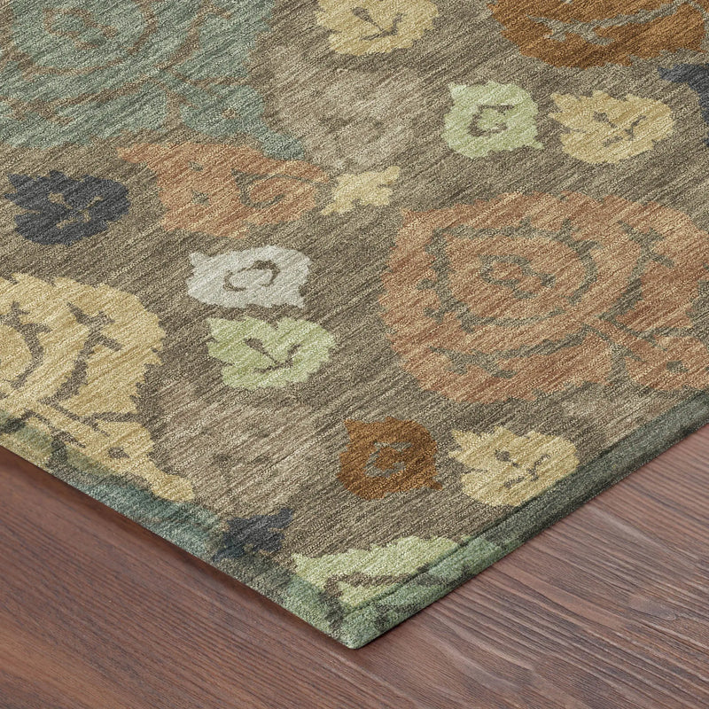 9' X 12' Chocolate And Charcoal Damask Washable Indoor Outdoor Area Rug Homeroots Outdoor