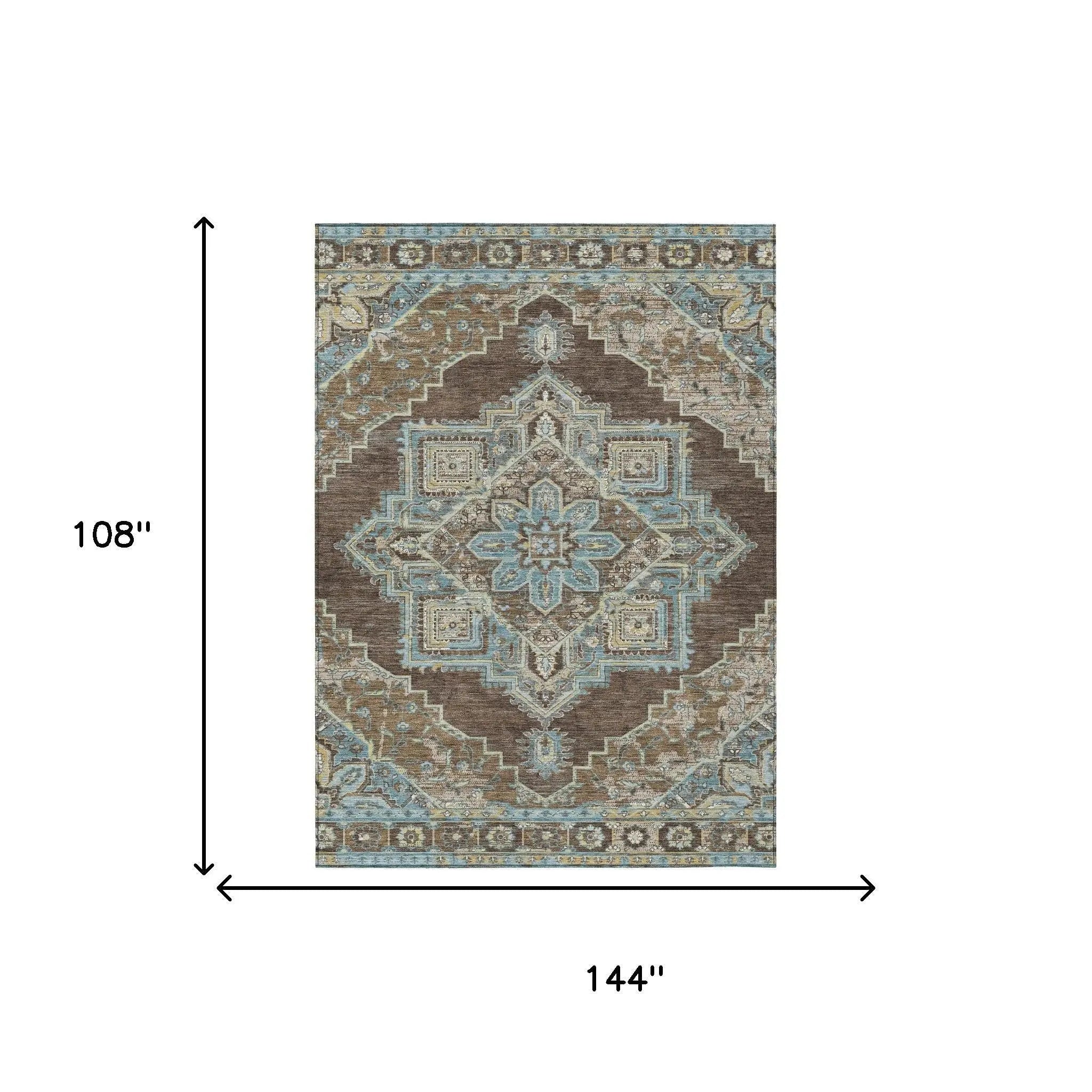 9' X 12' Chocolate And Coffee Oriental Washable Indoor Outdoor Area Rug Homeroots Outdoor