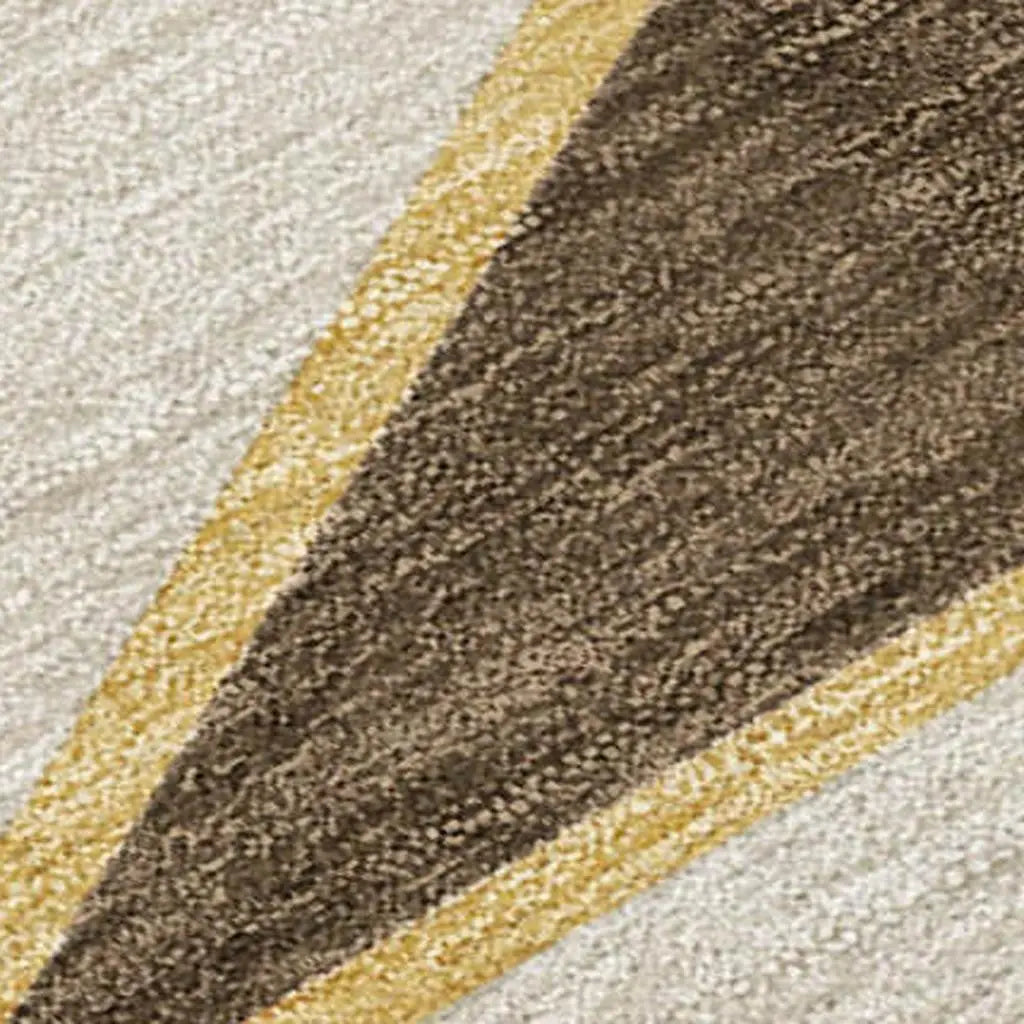 9' X 12' Chocolate And Gold Geometric Washable Indoor Outdoor Area Rug Homeroots Outdoor