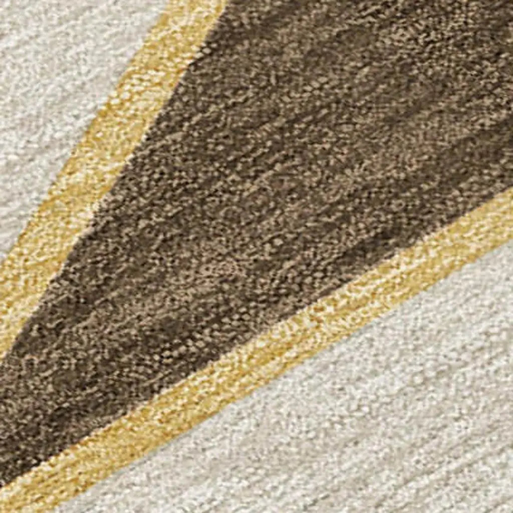 9' X 12' Chocolate And Gold Geometric Washable Indoor Outdoor Area Rug Homeroots Outdoor