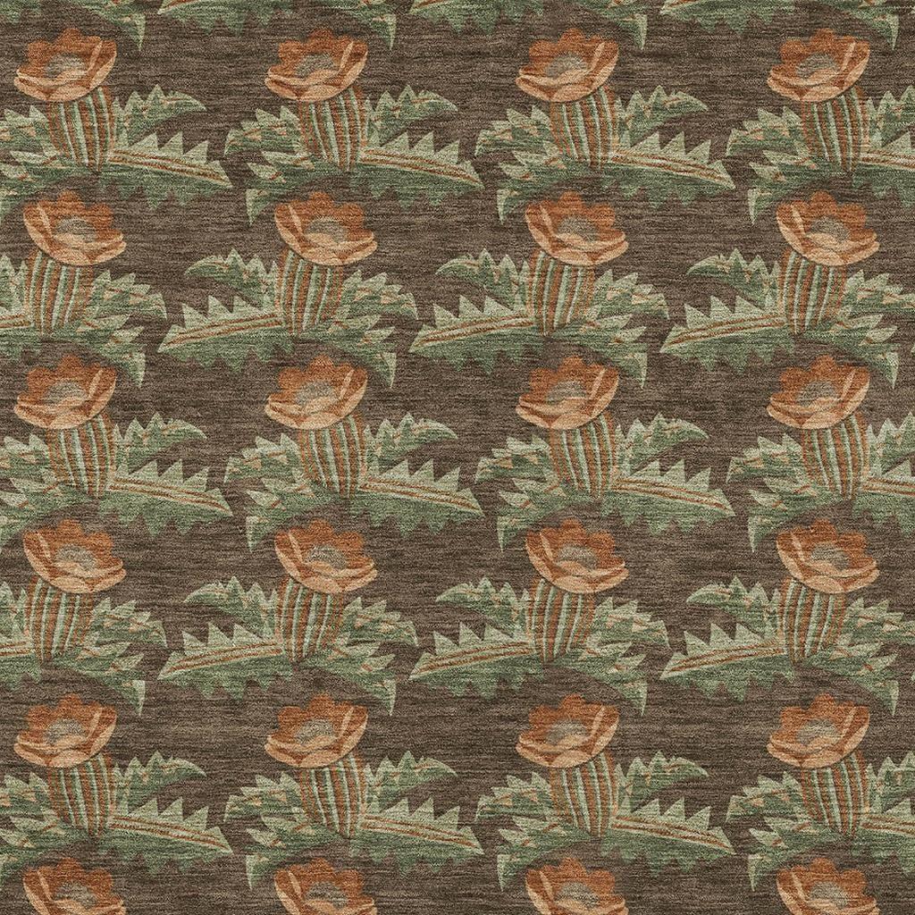 9' X 12' Chocolate And Graphite Floral Washable Indoor Outdoor Area Rug Homeroots Outdoor