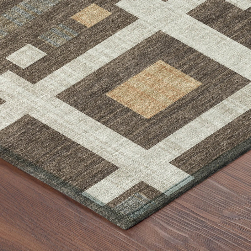9' X 12' Chocolate And Graphite Geometric Washable Indoor Outdoor Area Rug Homeroots Outdoor