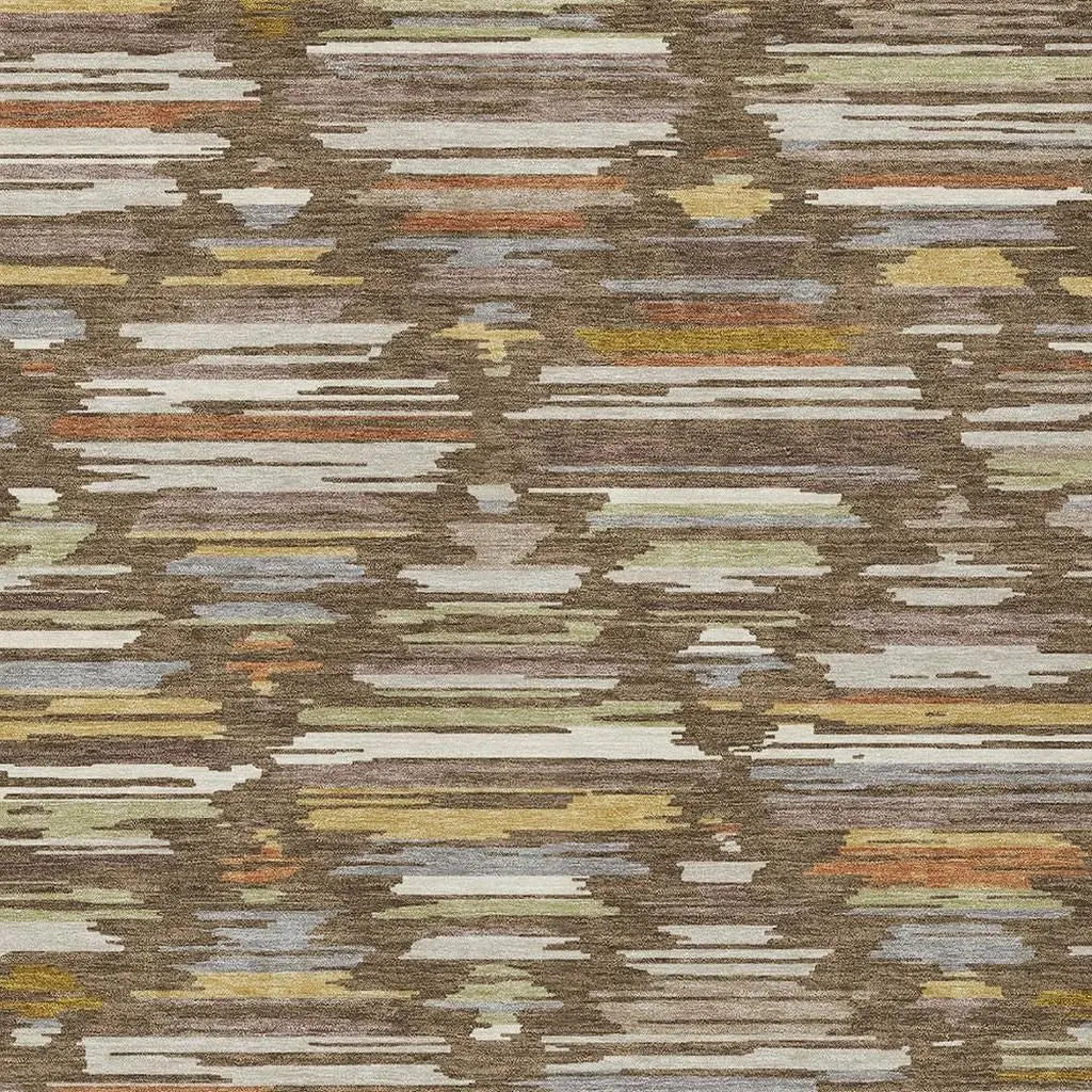 9' X 12' Chocolate And Gray Southwestern Washable Indoor Outdoor Area Rug Homeroots Outdoor