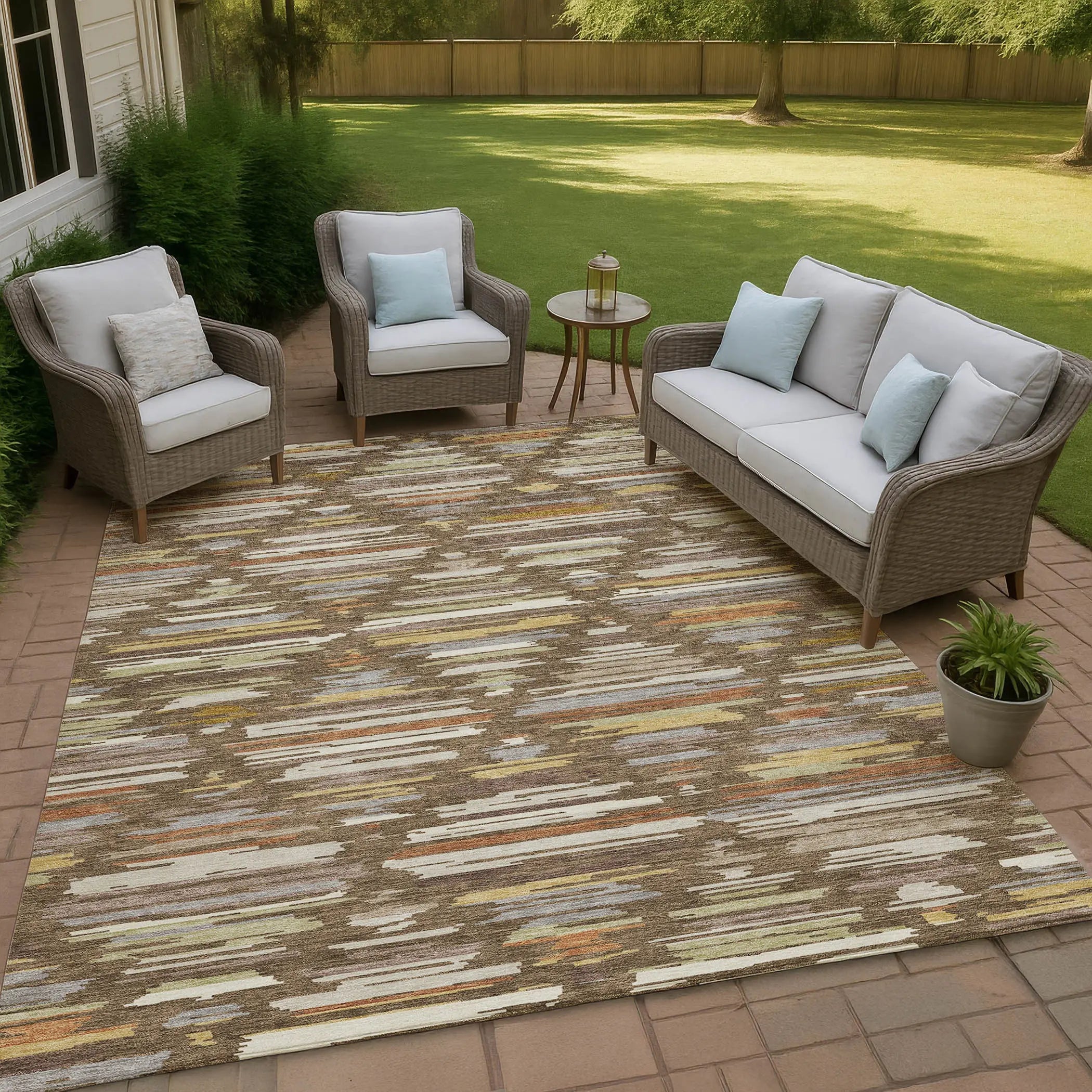 9' X 12' Chocolate And Gray Southwestern Washable Indoor Outdoor Area Rug Homeroots Outdoor