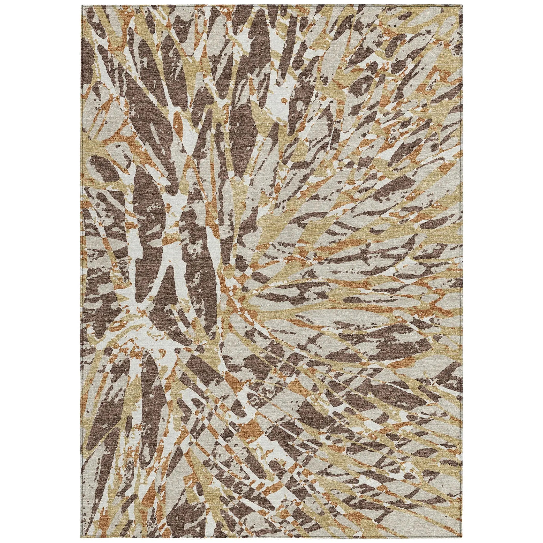 9' X 12' Chocolate And Ivory Abstract Washable Indoor Outdoor Area Rug Homeroots Outdoor