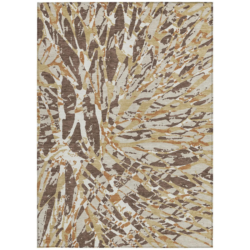 9' X 12' Chocolate And Ivory Abstract Washable Indoor Outdoor Area Rug Homeroots Outdoor