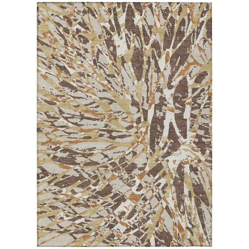 9' X 12' Chocolate And Ivory Abstract Washable Indoor Outdoor Area Rug Homeroots Outdoor
