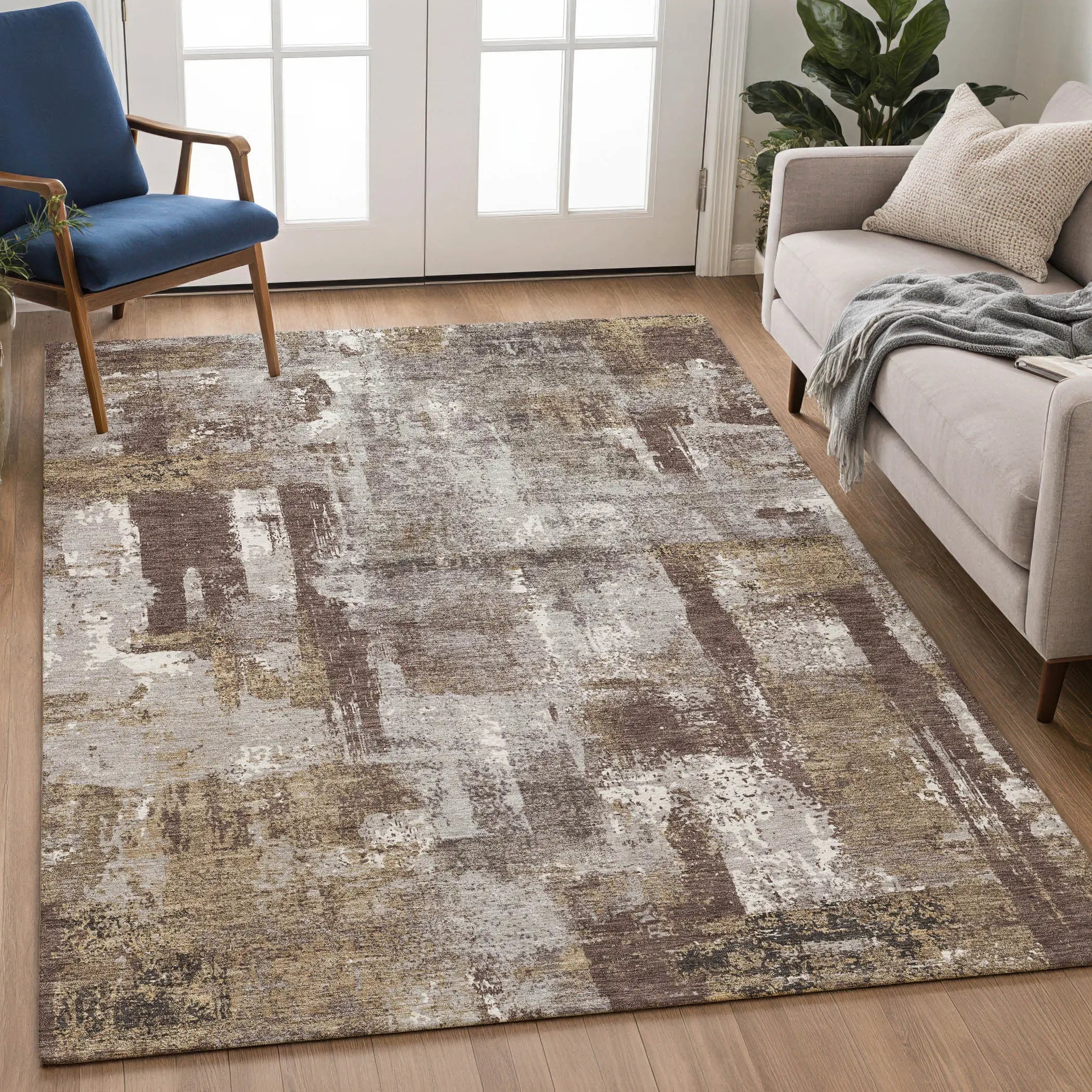 9' X 12' Chocolate And Ivory Abstract Washable Indoor Outdoor Area Rug Homeroots Outdoor