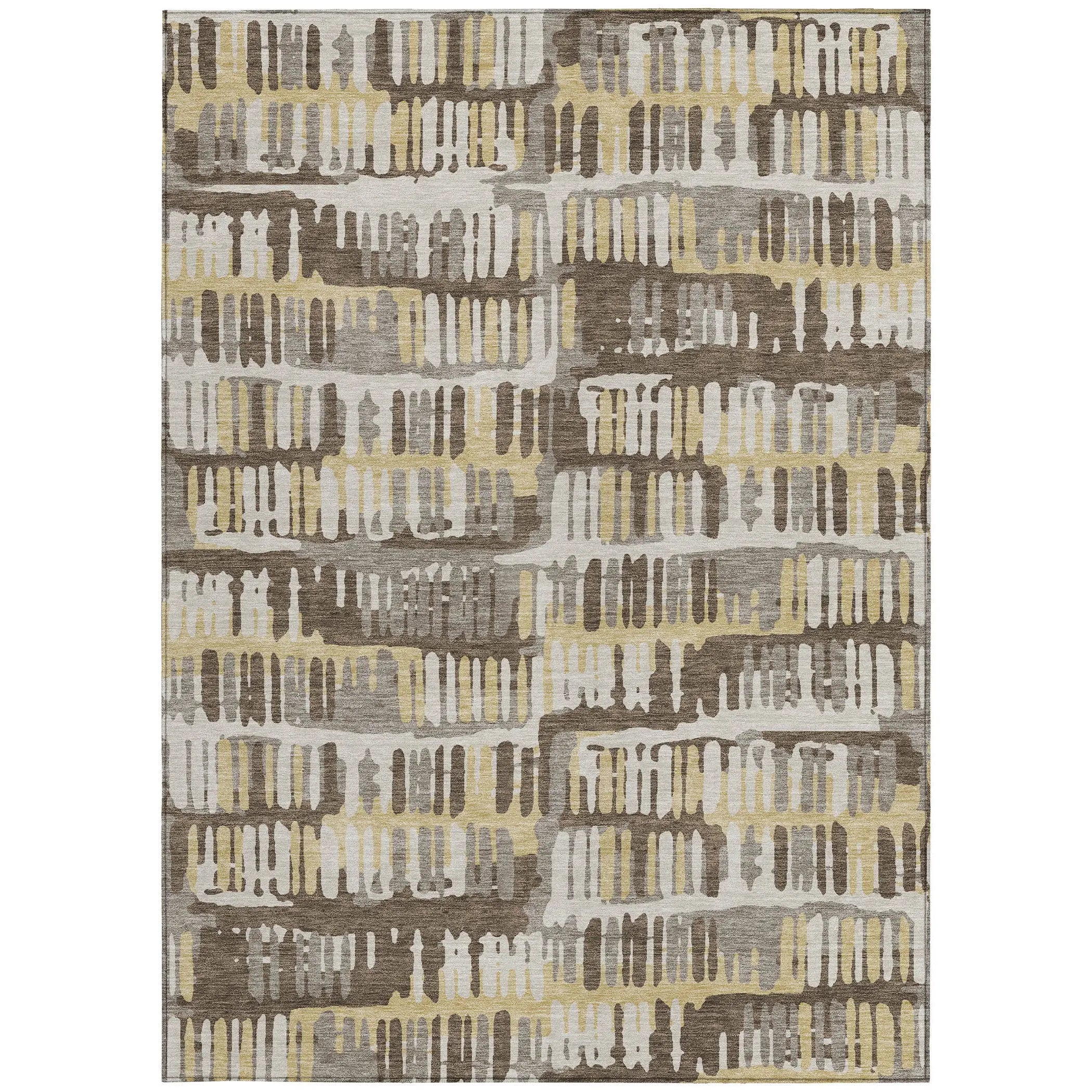 9' X 12' Chocolate And Ivory Abstract Washable Indoor Outdoor Area Rug Homeroots Outdoor