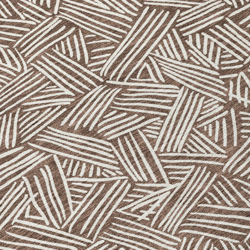 9' X 12' Chocolate And Ivory Geometric Washable Indoor Outdoor Area Rug Homeroots Outdoor
