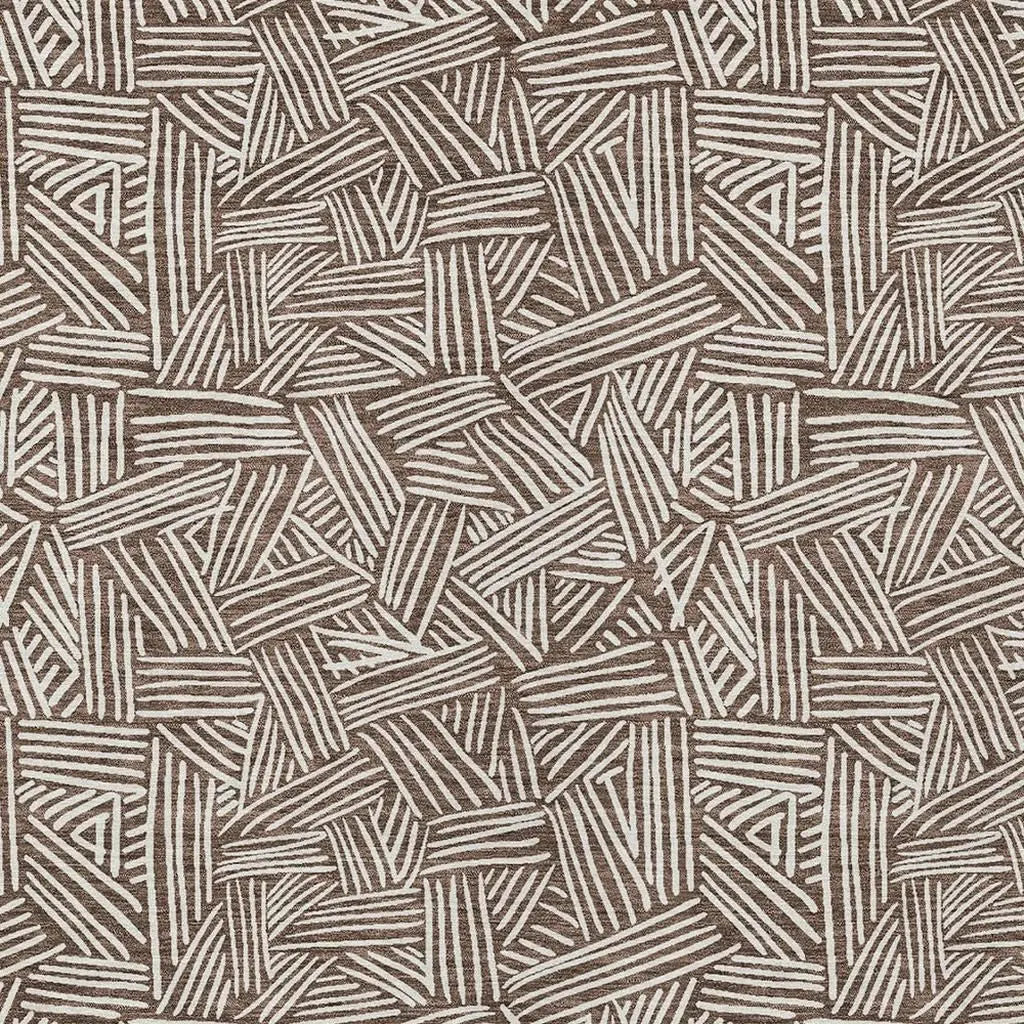 9' X 12' Chocolate And Ivory Geometric Washable Indoor Outdoor Area Rug Homeroots Outdoor