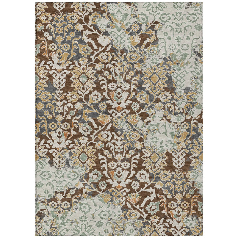 9' X 12' Chocolate And Ivory Geometric Washable Indoor Outdoor Area Rug Homeroots Outdoor