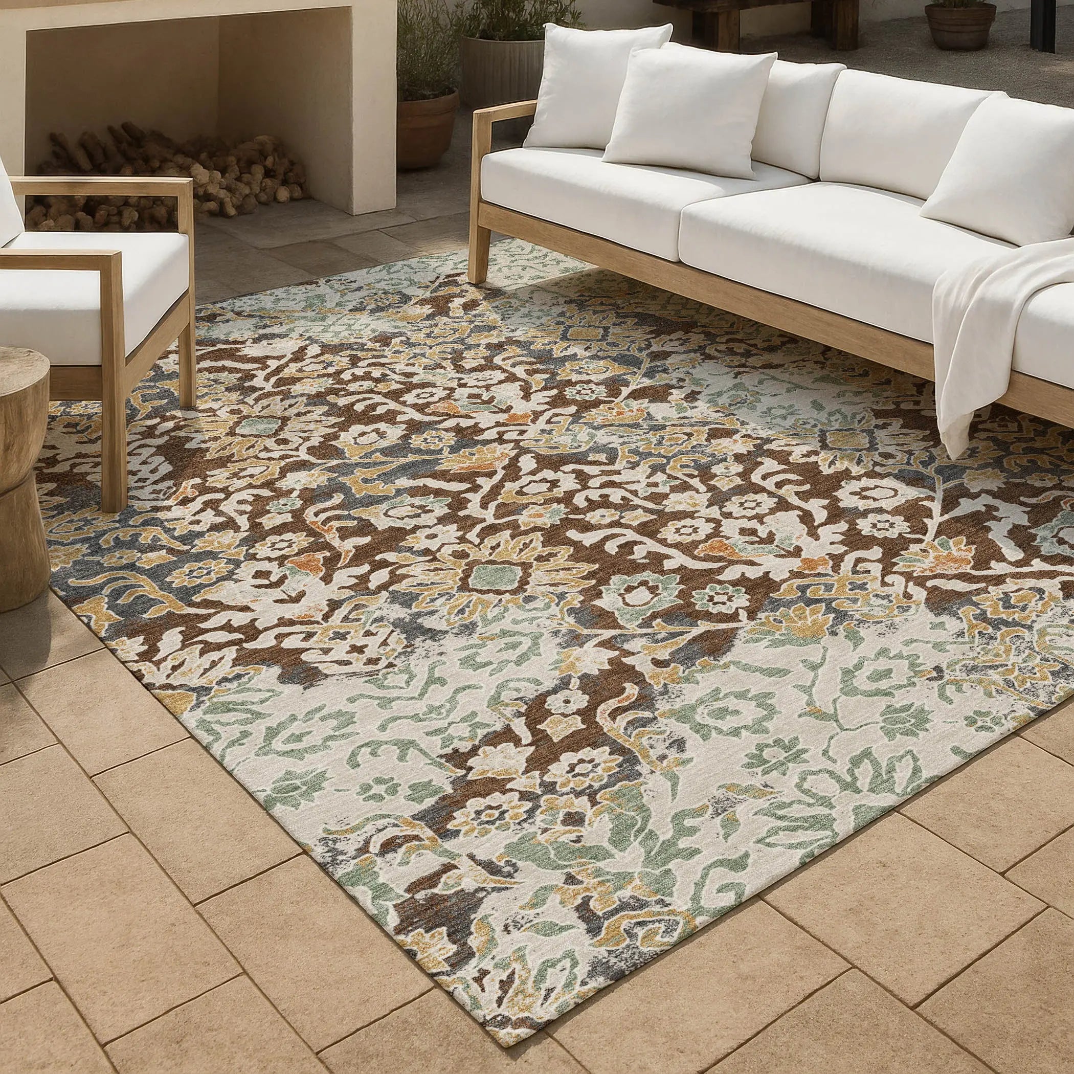 9' X 12' Chocolate And Ivory Geometric Washable Indoor Outdoor Area Rug Homeroots Outdoor
