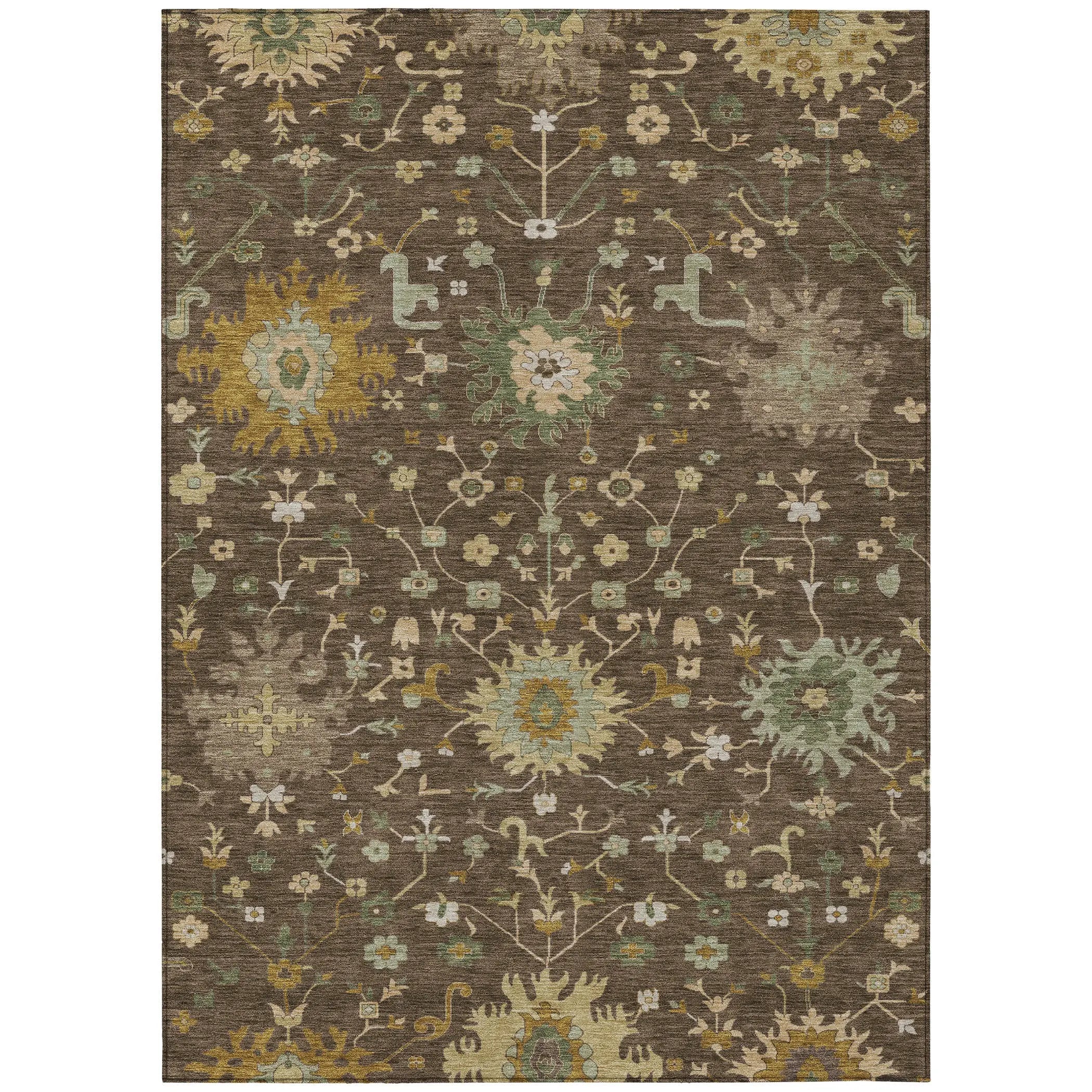 9' X 12' Chocolate And Olive Green Faux Bois Washable Indoor Outdoor Area Rug Homeroots Outdoor