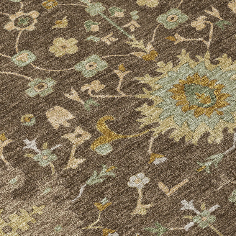9' X 12' Chocolate And Olive Green Faux Bois Washable Indoor Outdoor Area Rug Homeroots Outdoor