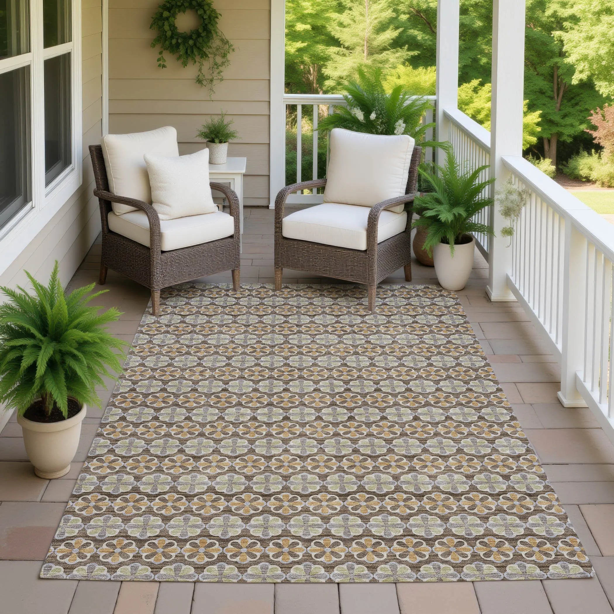 9' X 12' Chocolate And Purple Striped Washable Indoor Outdoor Area Rug Homeroots Outdoor