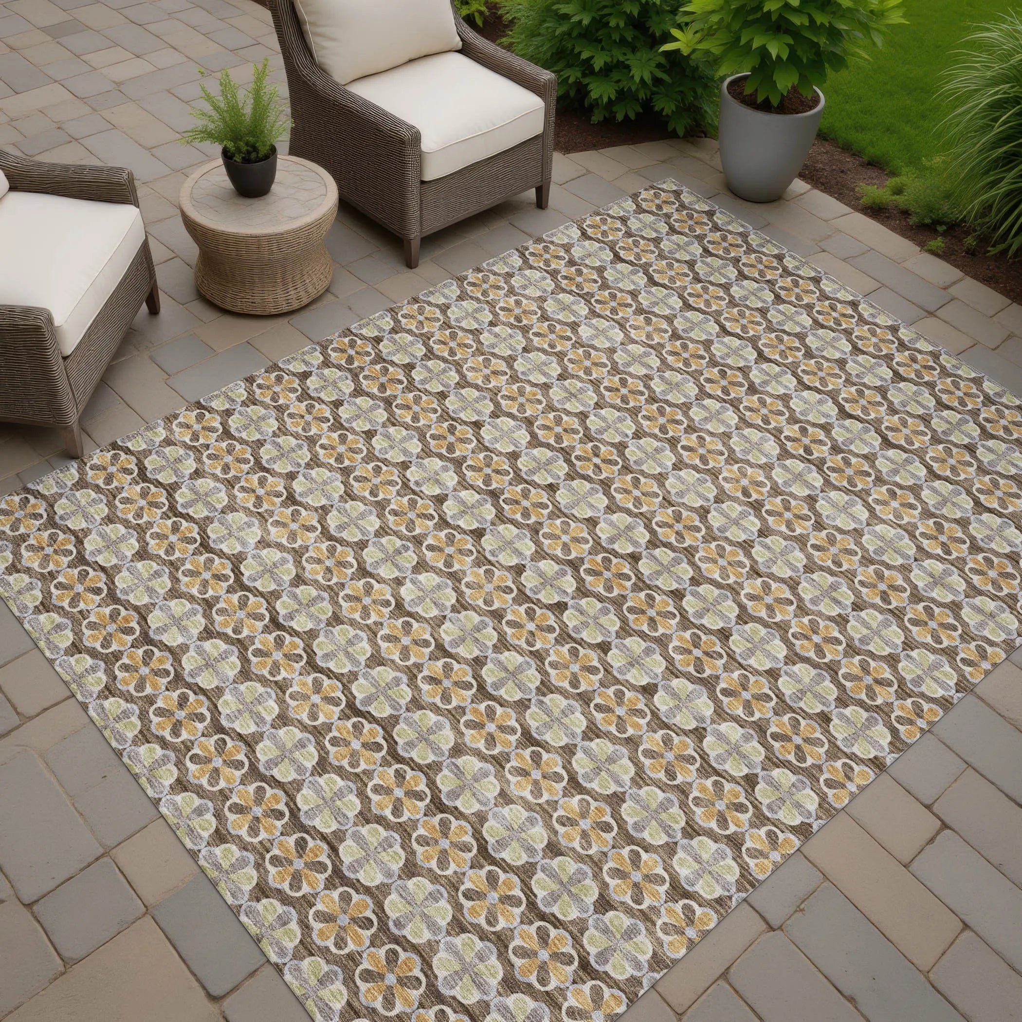 9' X 12' Chocolate And Purple Striped Washable Indoor Outdoor Area Rug Homeroots Outdoor