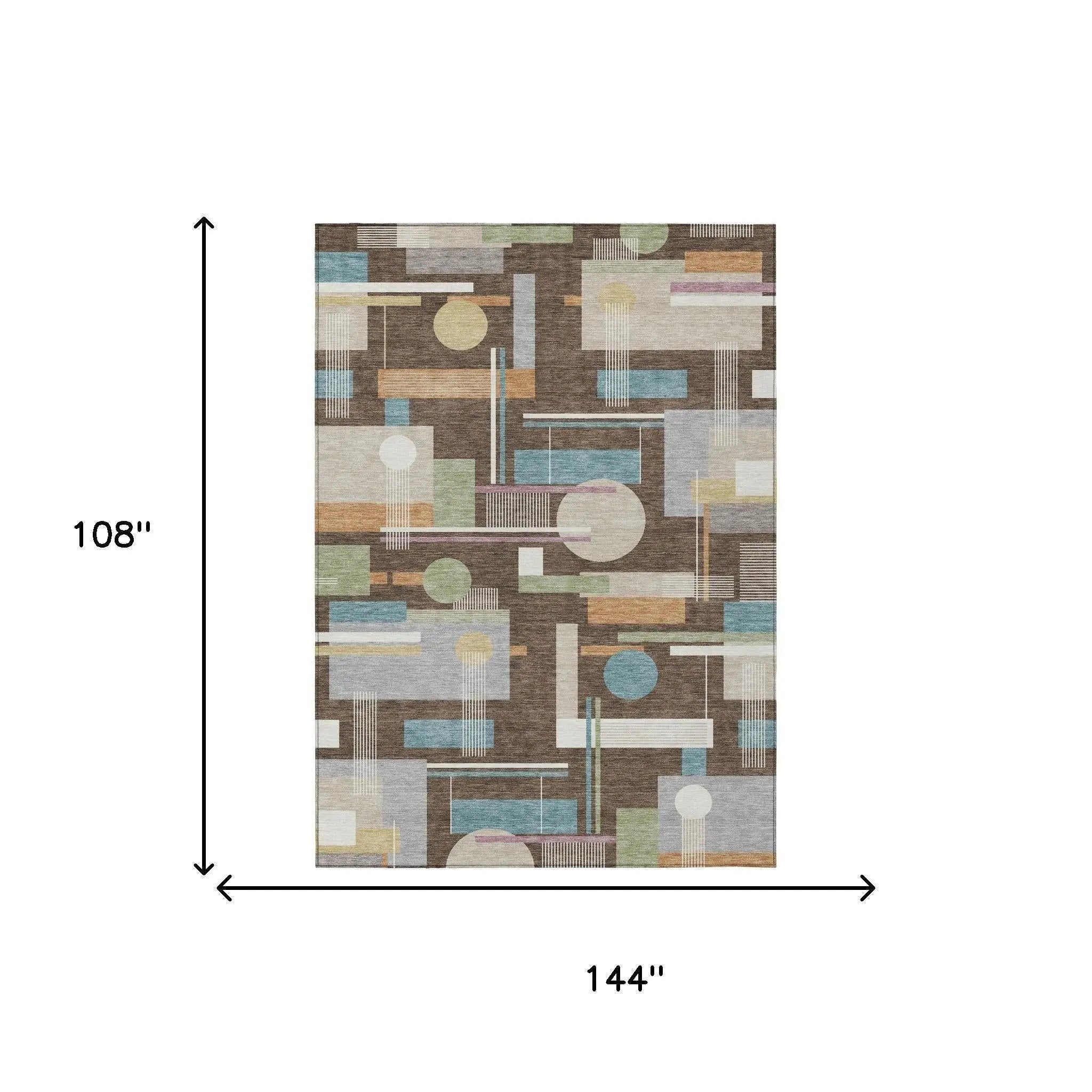 9' X 12' Coffee And Brown Geometric Washable Indoor Outdoor Area Rug Homeroots Outdoor