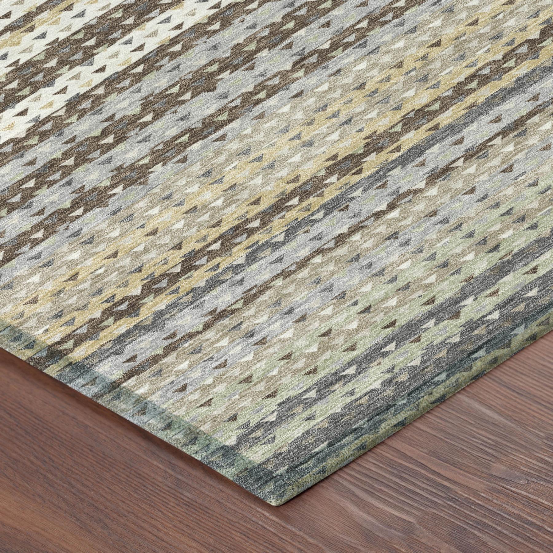 9' X 12' Coffee And Brown Striped Washable Indoor Outdoor Area Rug Homeroots Outdoor