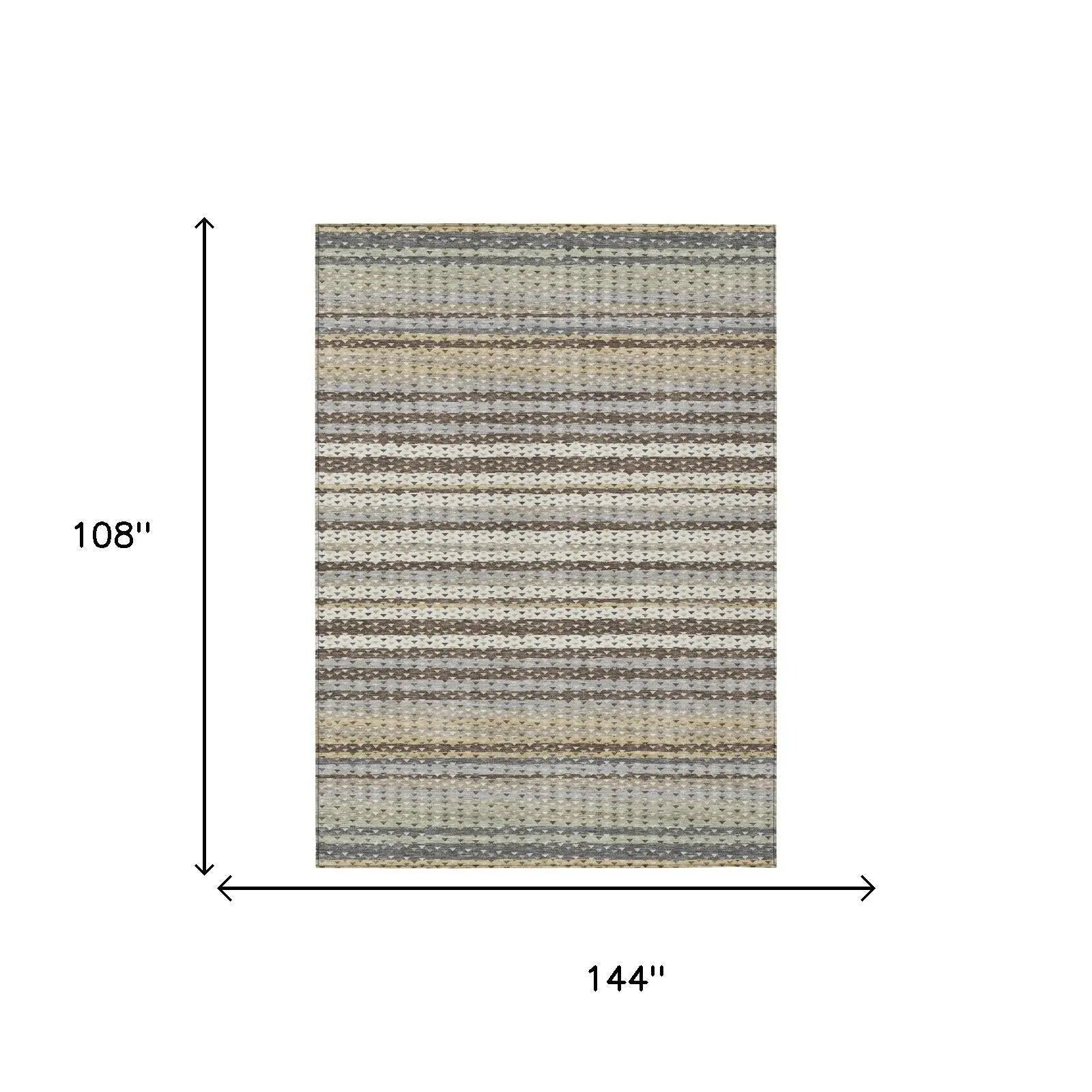 9' X 12' Coffee And Brown Striped Washable Indoor Outdoor Area Rug Homeroots Outdoor