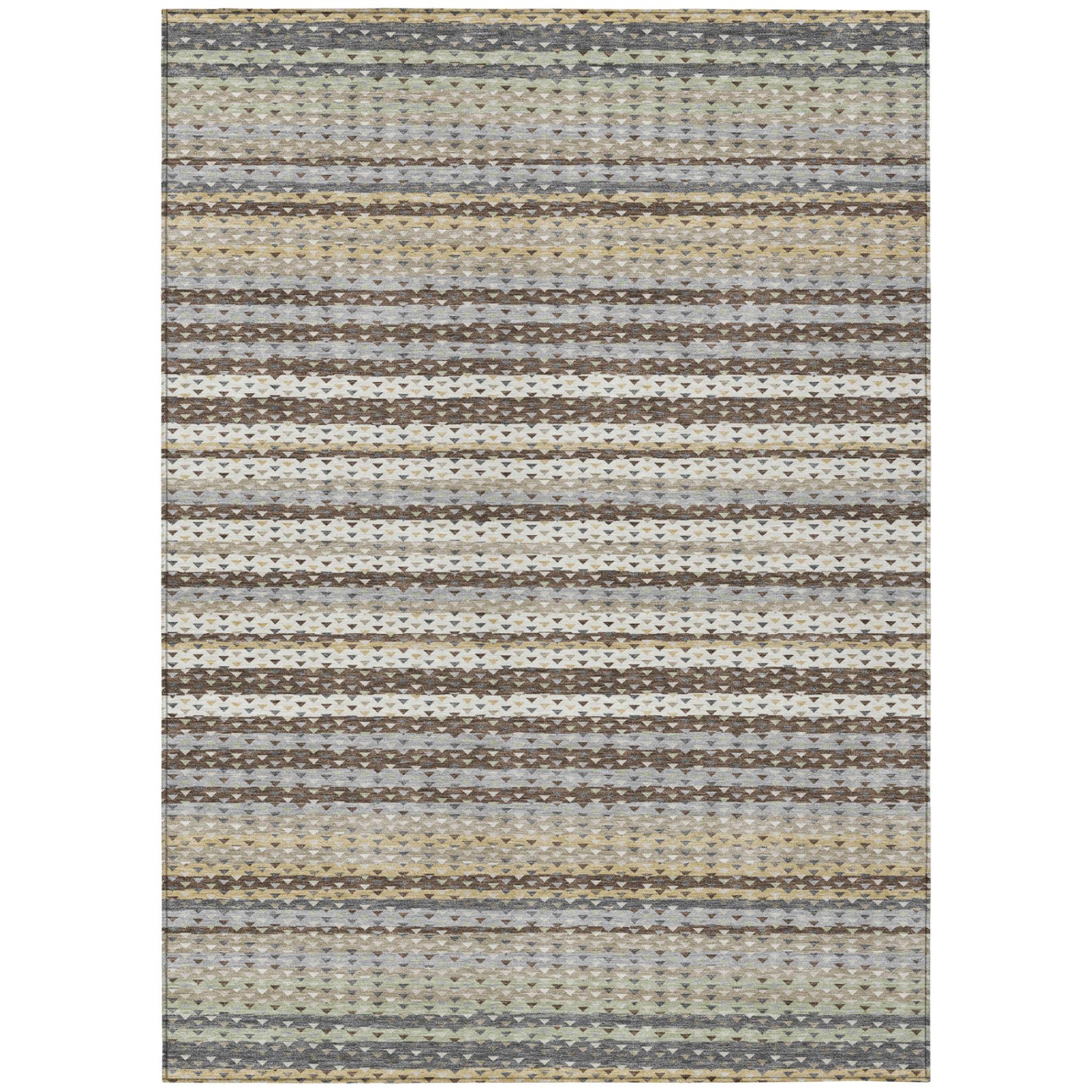 9' X 12' Coffee And Brown Striped Washable Indoor Outdoor Area Rug Homeroots Outdoor
