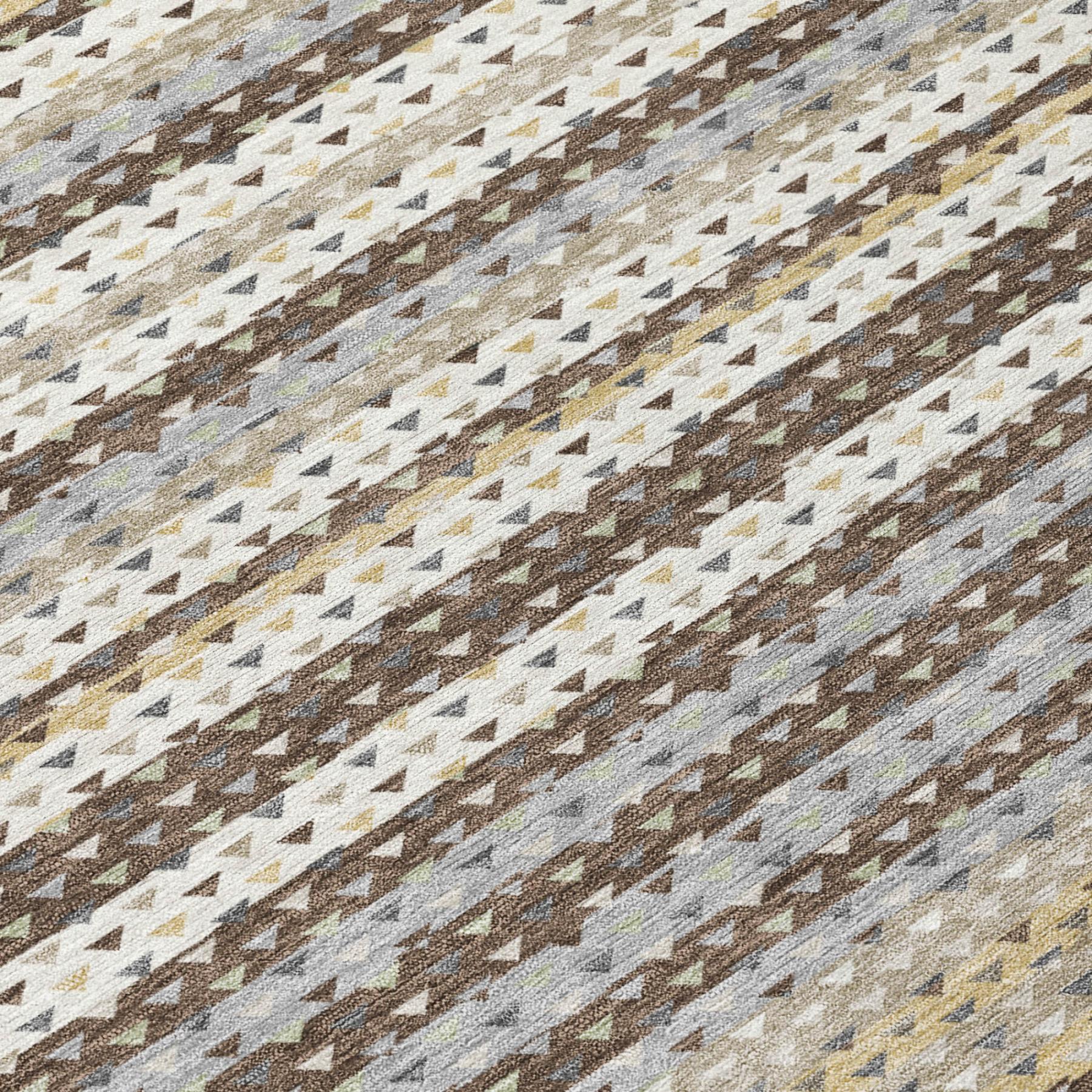9' X 12' Coffee And Brown Striped Washable Indoor Outdoor Area Rug Homeroots Outdoor