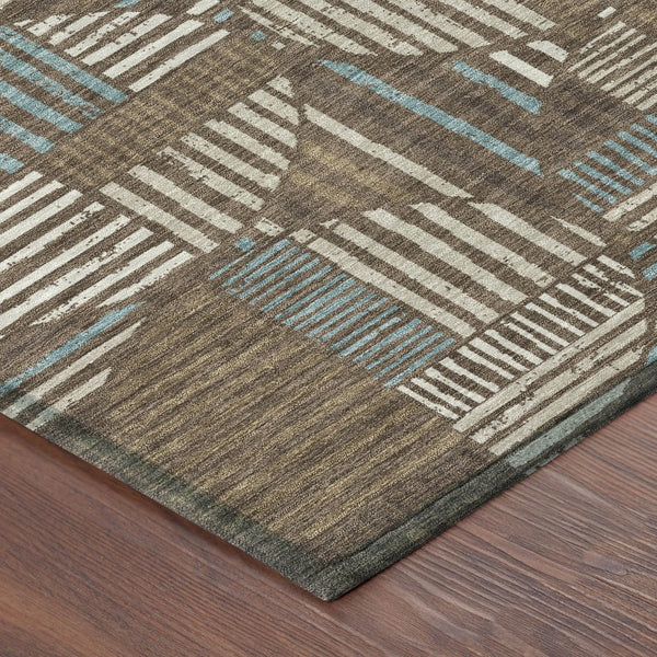 9' X 12' Coffee And Graphite Geometric Washable Indoor Outdoor Area Rug Homeroots Outdoor