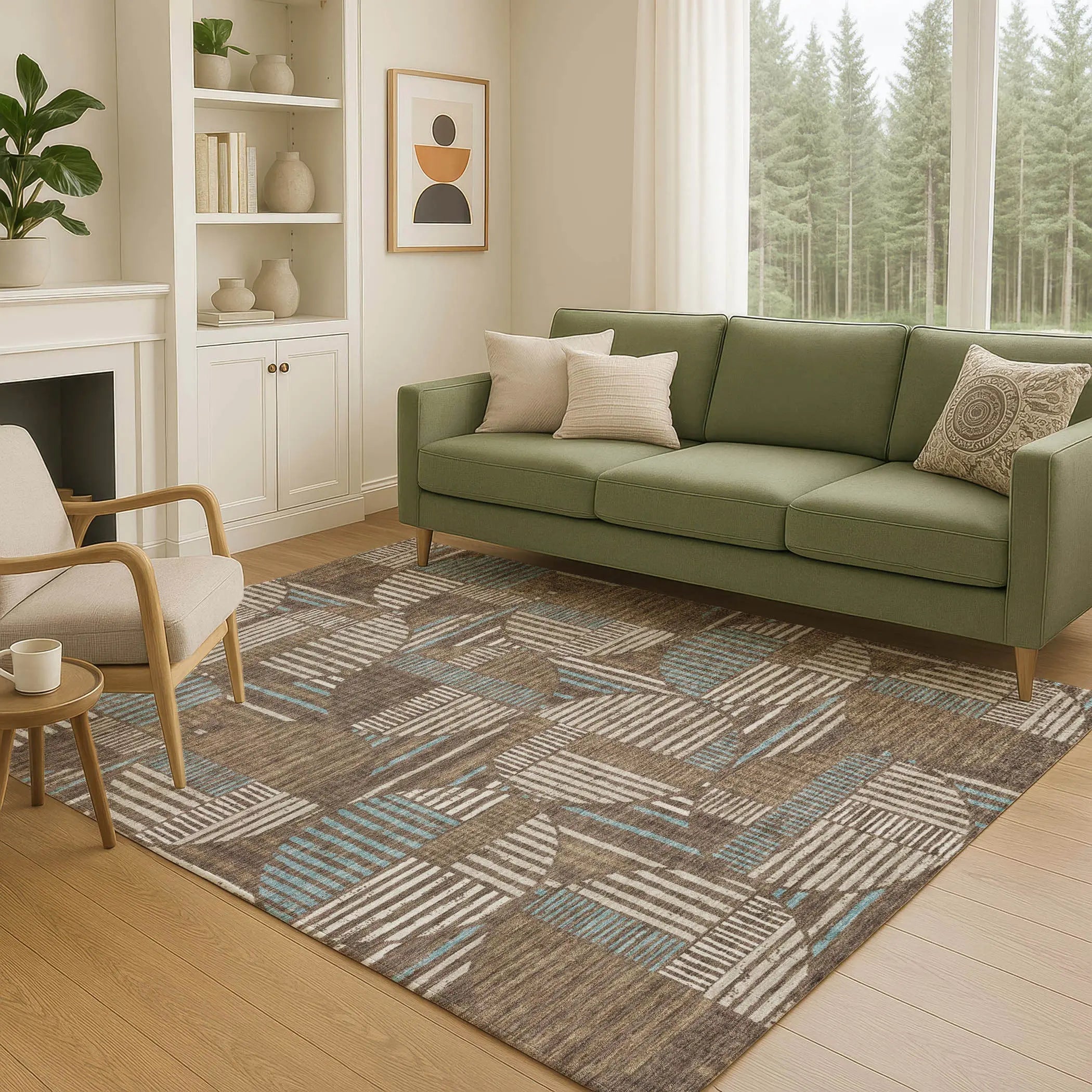 9' X 12' Coffee And Graphite Geometric Washable Indoor Outdoor Area Rug Homeroots Outdoor