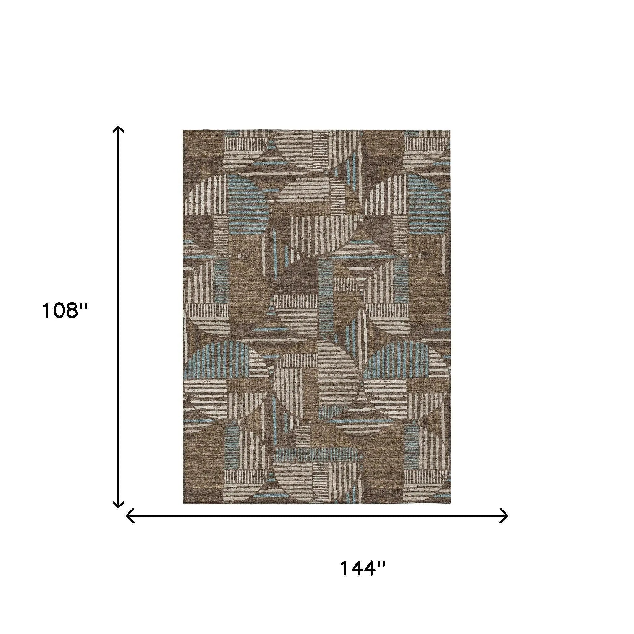 9' X 12' Coffee And Graphite Geometric Washable Indoor Outdoor Area Rug Homeroots Outdoor
