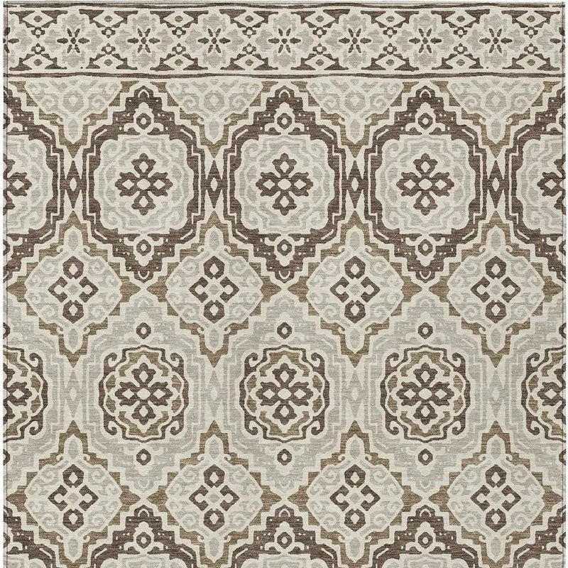 9' X 12' Coffee And Gray Tribal Washable Indoor Outdoor Area Rug Homeroots Outdoor