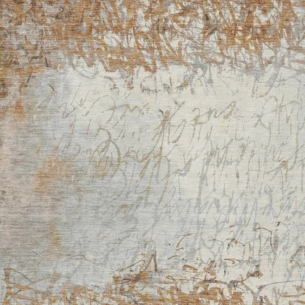 9' X 12' Copper And Beige Abstract Washable Indoor Outdoor Area Rug Homeroots Outdoor